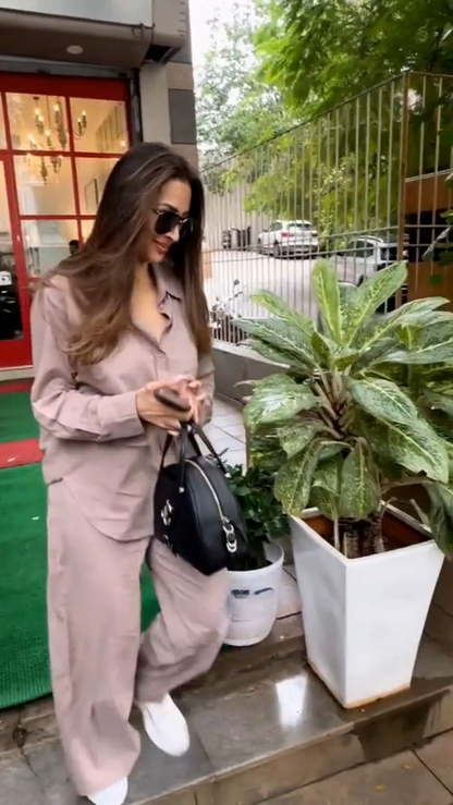 Malaika Arora Solid Peach Co-ord Set