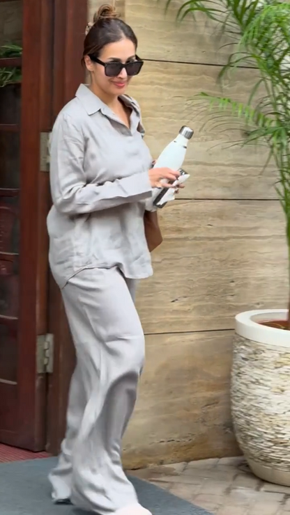 Malaika Arora Solid Grey Co-ord Set