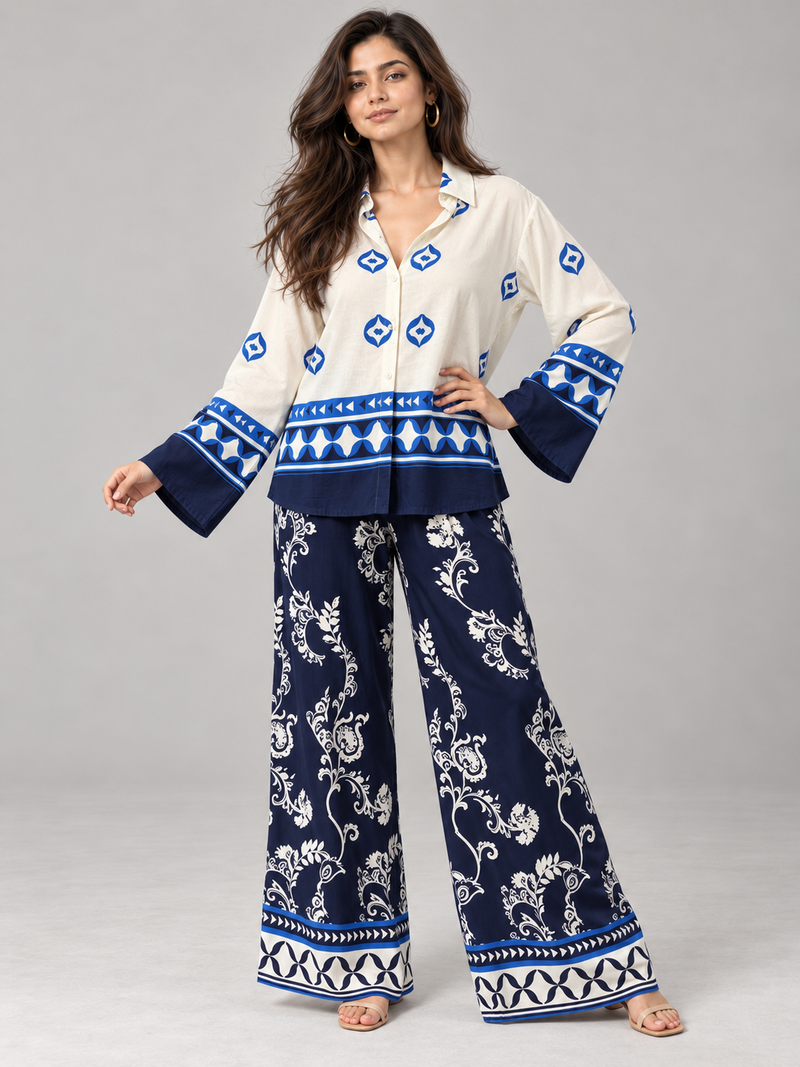Azure Royale Printed Ensemble Co-ord Set