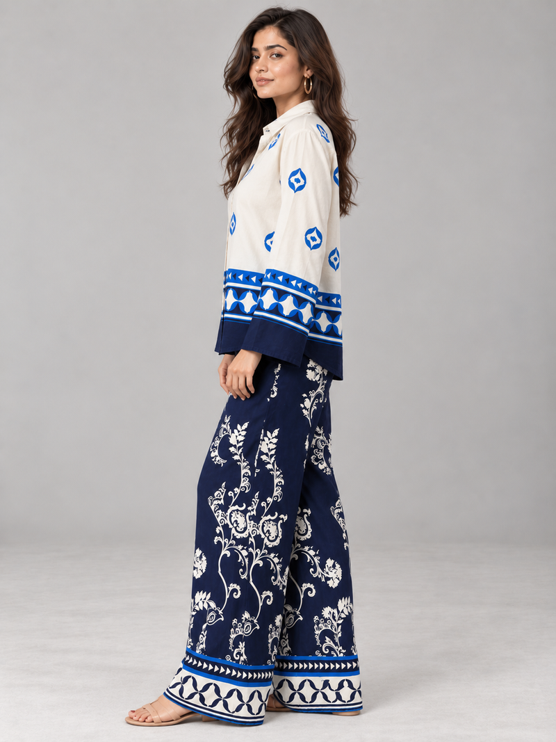 Azure Royale Printed Ensemble Co-ord Set