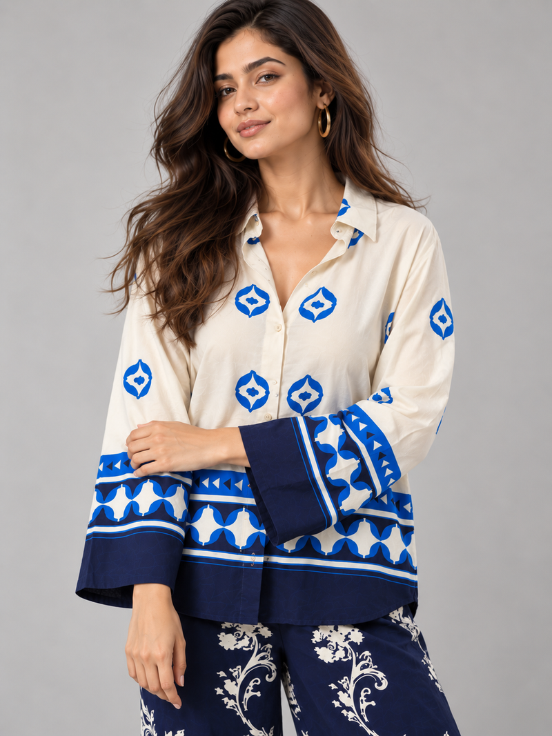 Azure Royale Printed Ensemble Co-ord Set