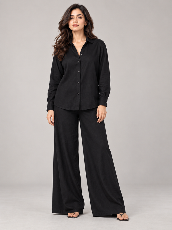 Solid Black Co-Ord Set for Women
