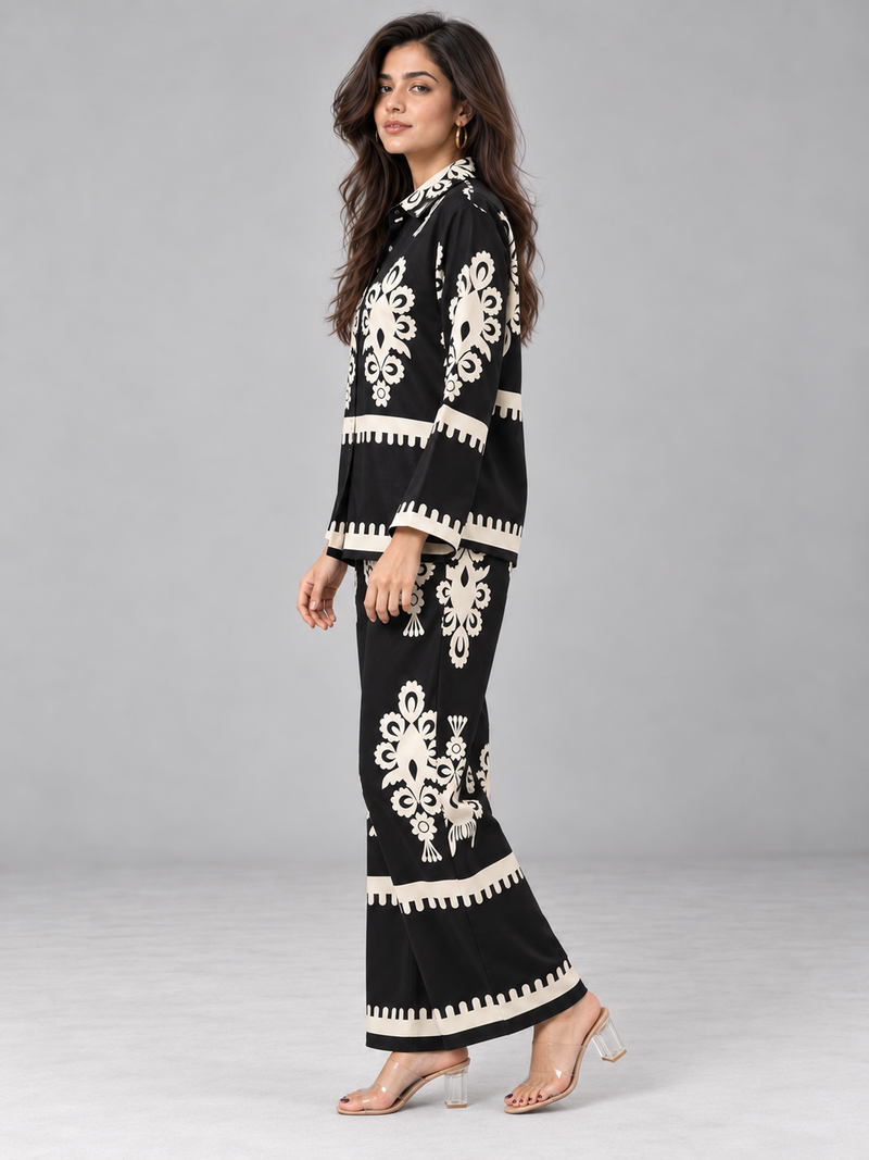 Black & Ivory Regal Print Co-ord Set