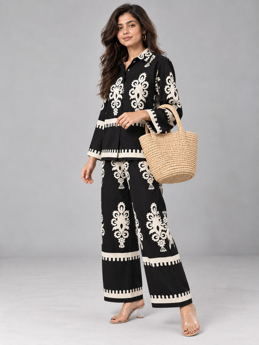 Black & Ivory Regal Print Co-ord Set, photo 5