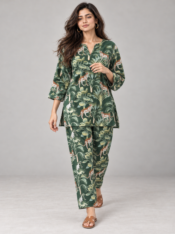 Jungle Theme Print Co-ord Set for Women