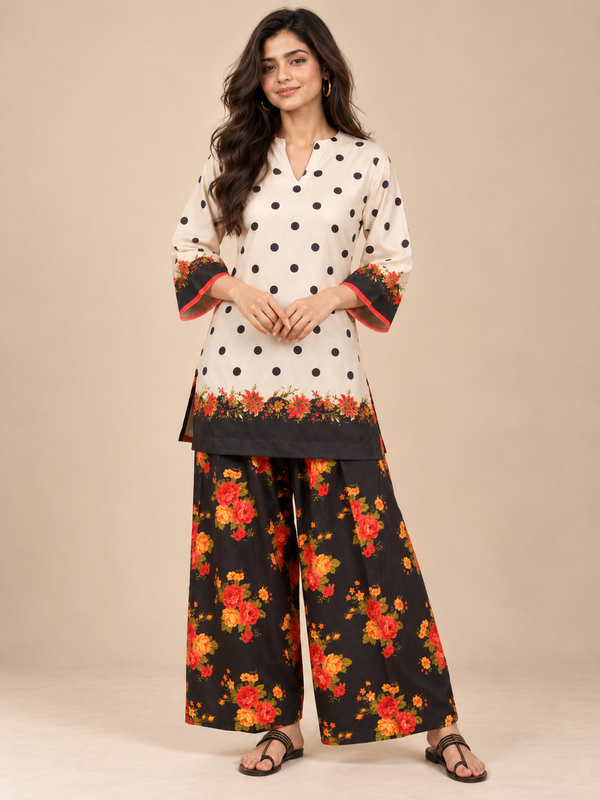 Vintage Bloom Floral Printed Co-Ord Set for Women
