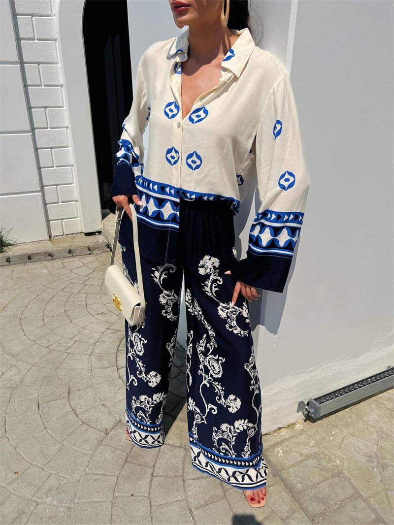 azure royale printed ensemble co-ord set