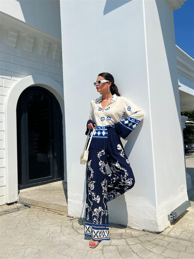 azure royale printed ensemble co-ord set