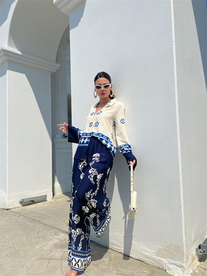 Azure Royale Printed Ensemble Co-ord Set