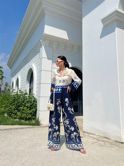 Azure Royale Printed Ensemble Co-ord Set