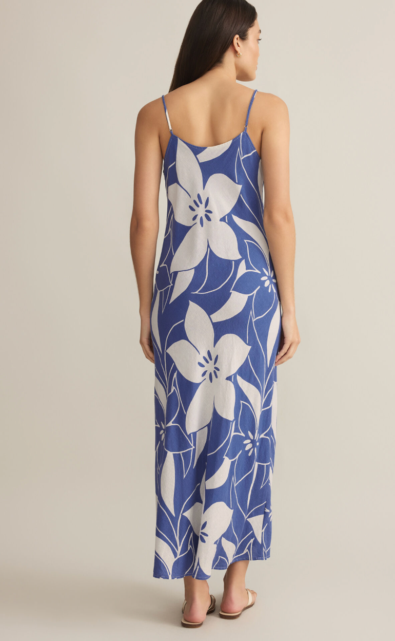 tropical bloom slip maxi dress