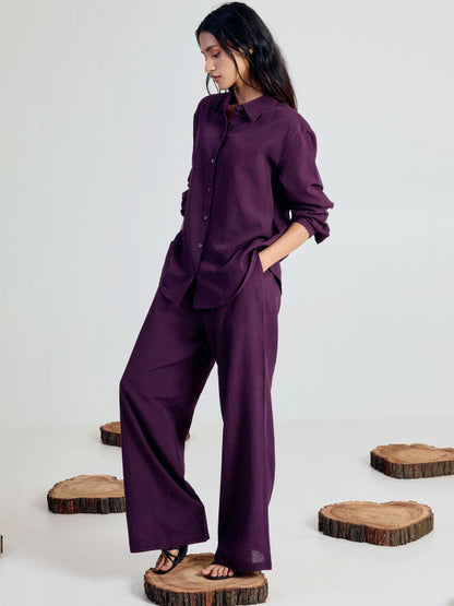 Wine co-ord set for women — walking pose, brunch and vacation wear