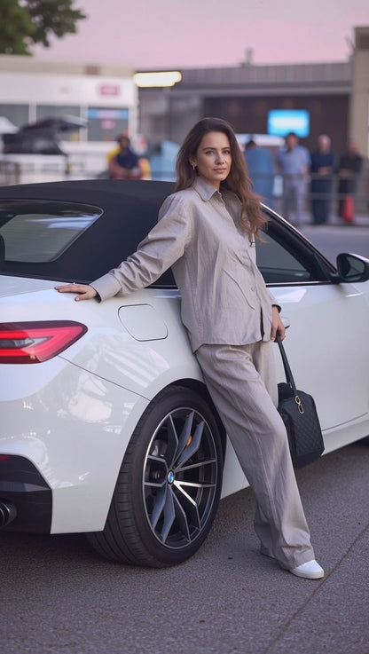 Sonam Bajwa Solid Grey Co-ord Set