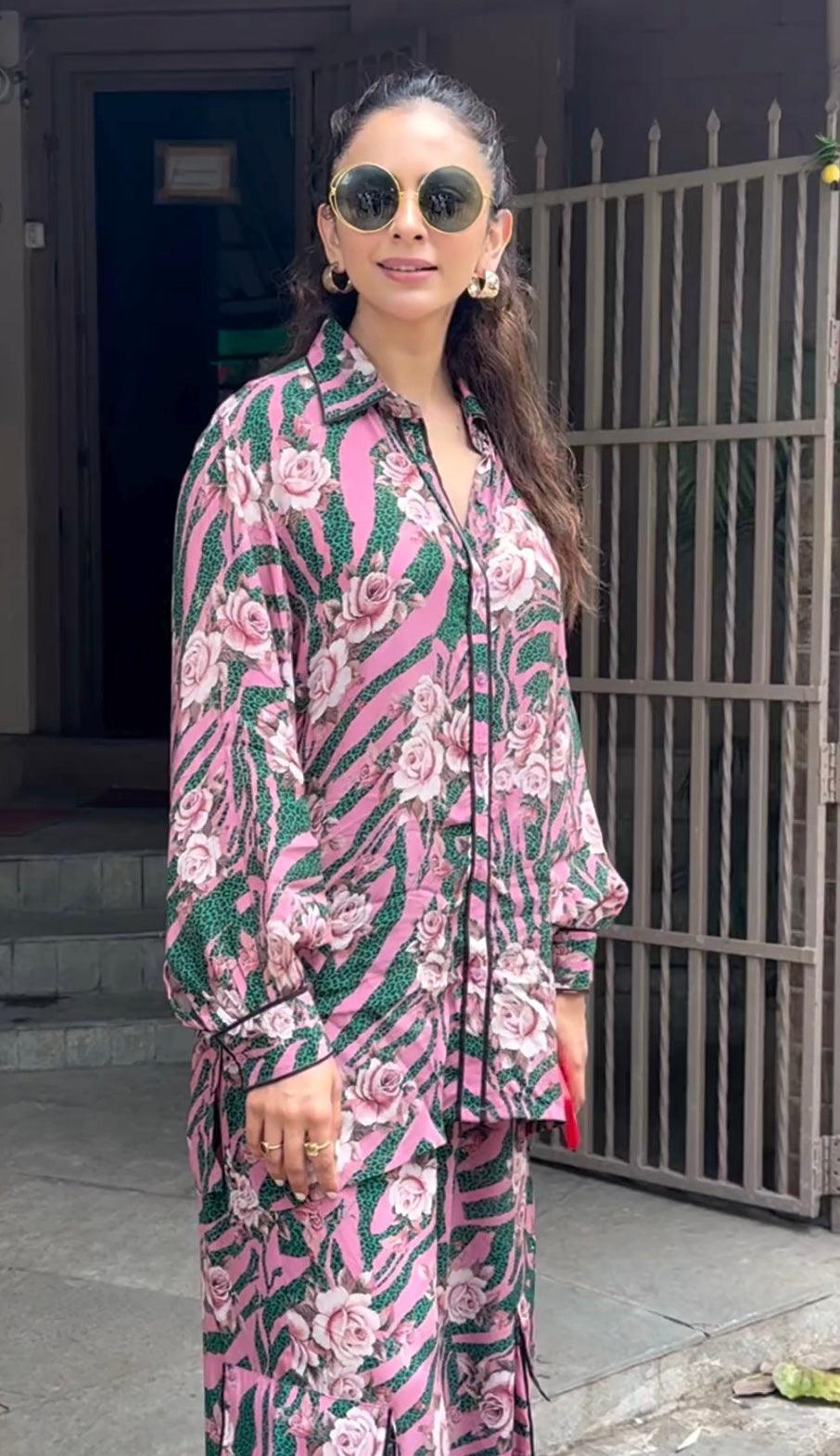 rakul preet's pink flowery co-ord set