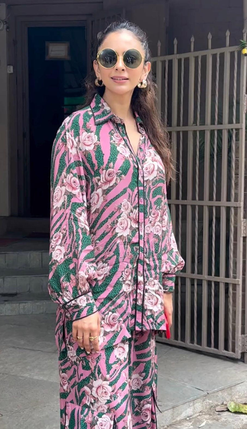 Pink Flowery Co-ord Set For Women