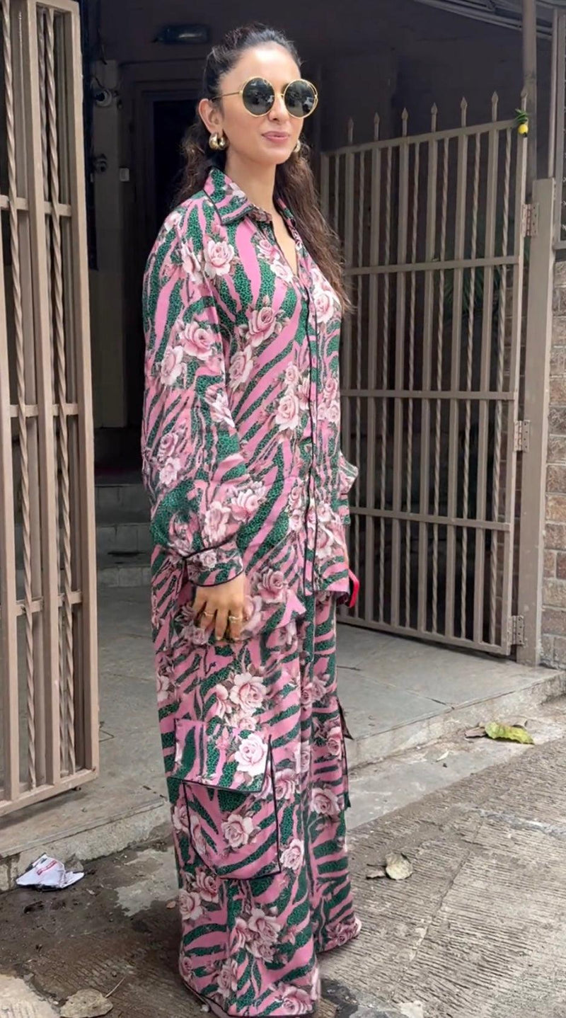 Pink Flowery Co-ord Set For Women