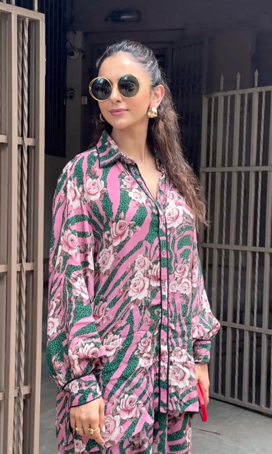 rakul preet's pink flowery co-ord set