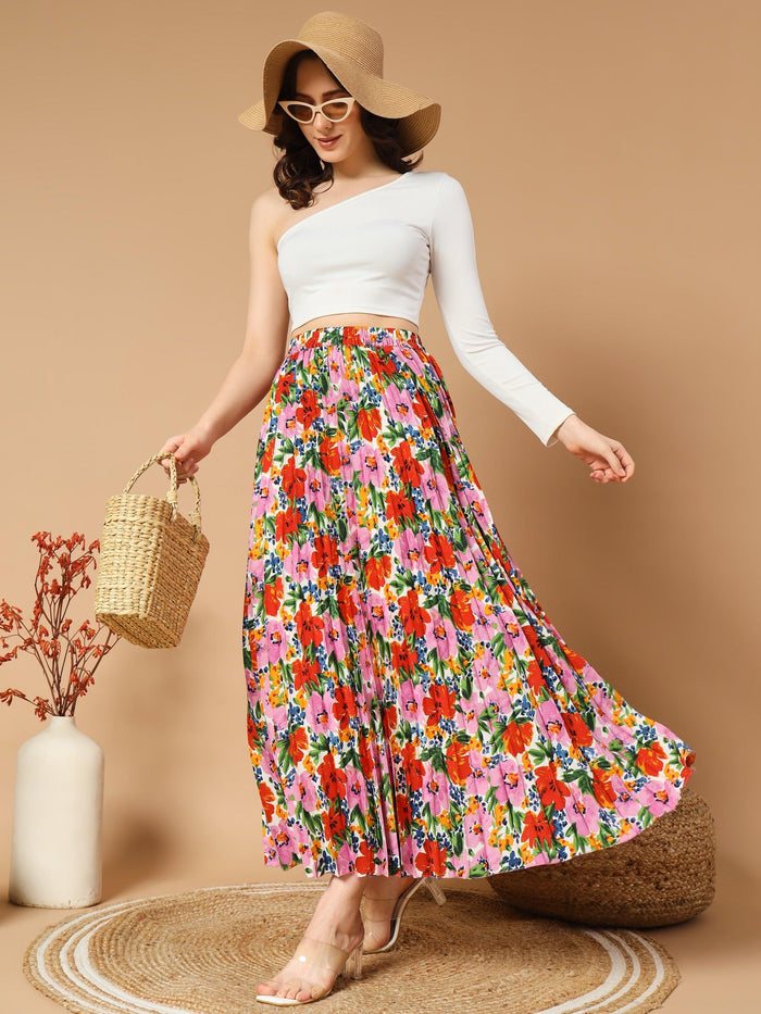 Beautiful Mix of Pink and Red Flowers Skirts