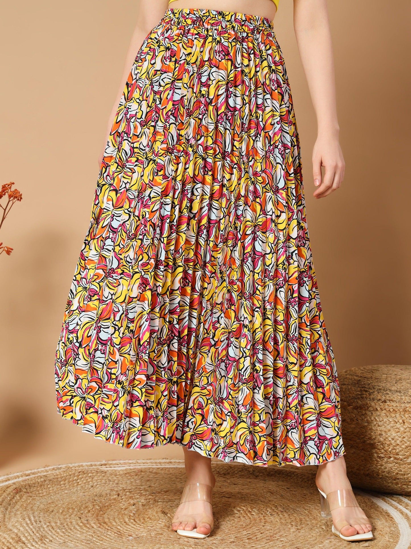 striking yellow flower outline skirts