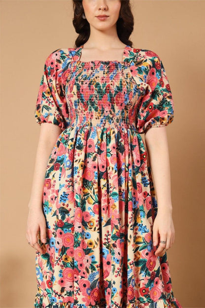 Adorned with a Beautiful Mix Flowers Dress