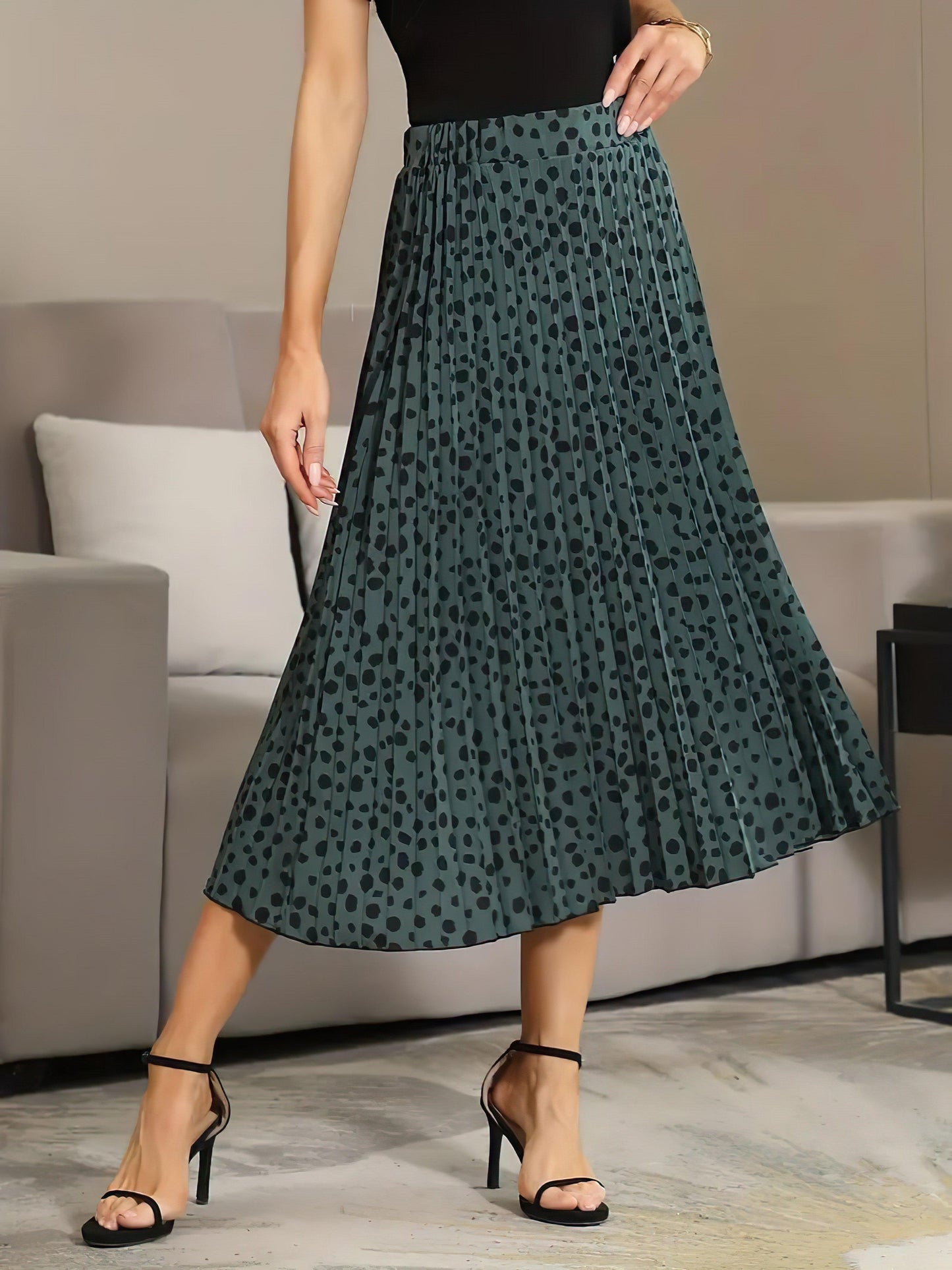 dark green cheetah emerald elegance skirt