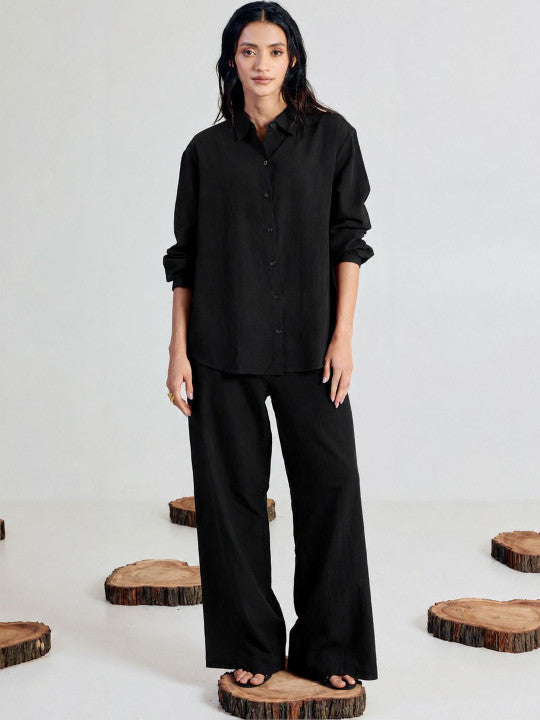Sara Ali Khan black co-ord set for women — relaxed everyday style