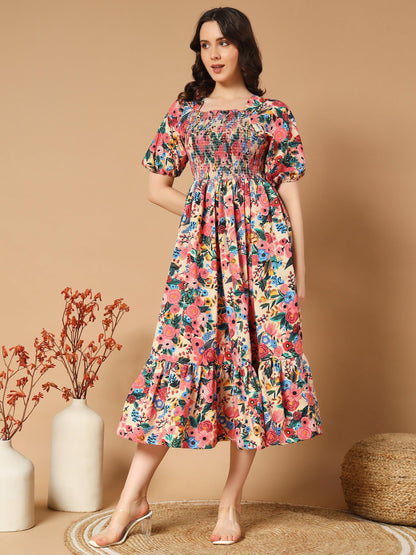 Adorned with a Beautiful Mix Flowers Dress