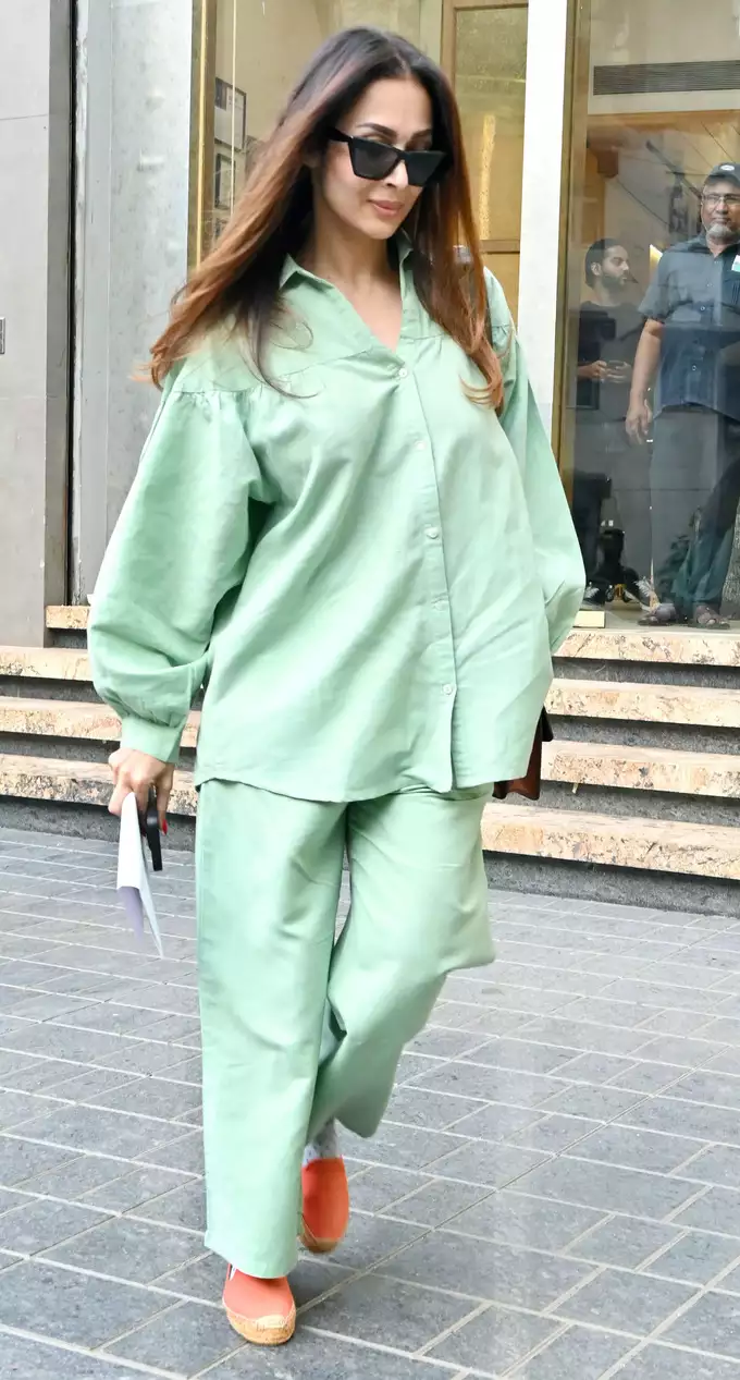 malaika arora solid mint green co-ord set