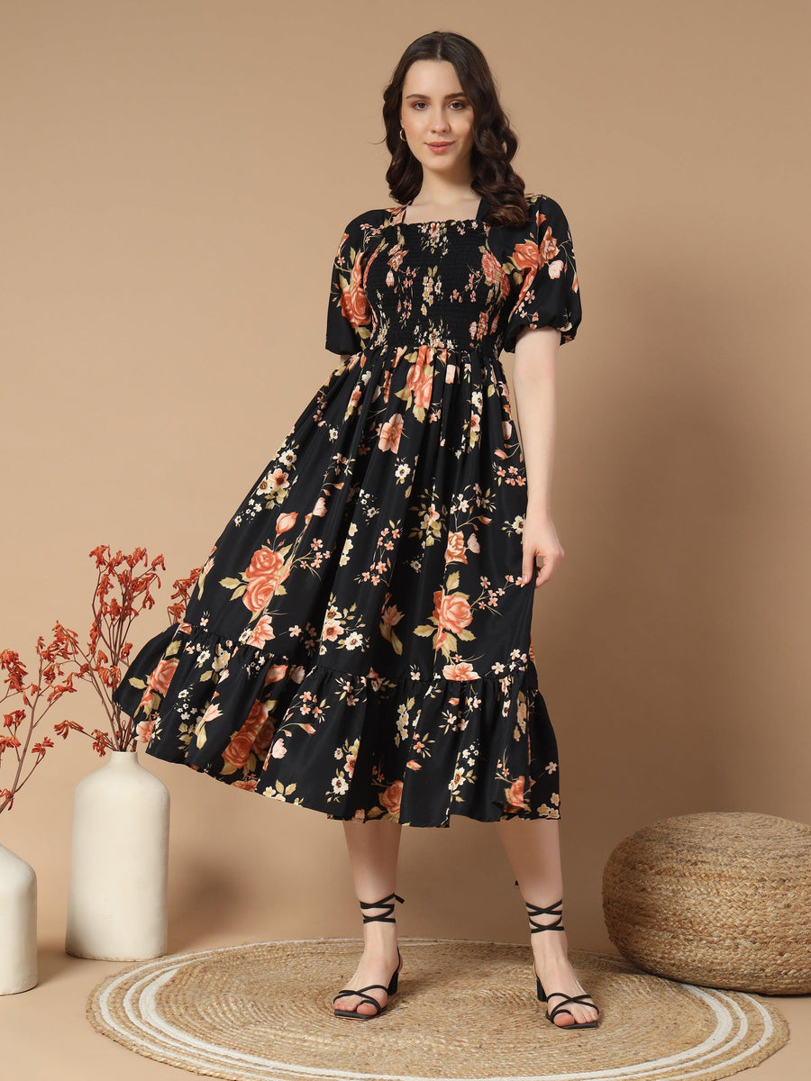 Black and Red Floral Dress, photo 1