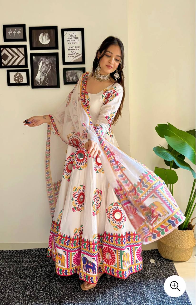 Traditional White Embroidered Anarkali Set Festive & Wedding Wear Asnowera Traditional White Embroidered Anarkali Set Festive & Wedding Wear Asnowera