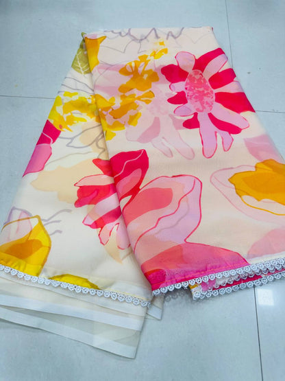 BloomAura Soft Georgette Designer Saree