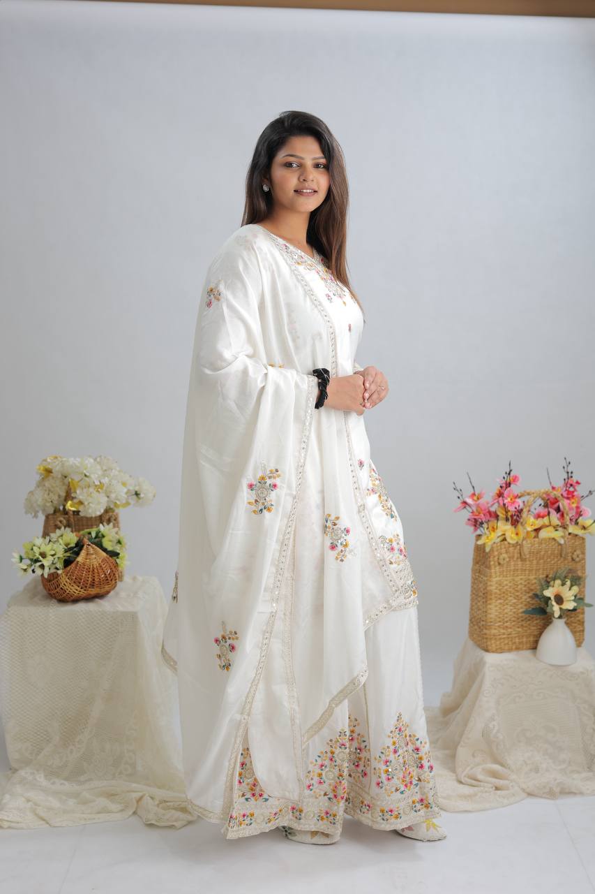 graceful ivory embroidered suit set – wedding & festive collection
