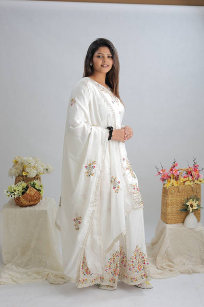 Graceful Ivory Embroidered Suit Set – Wedding & Festive Collection