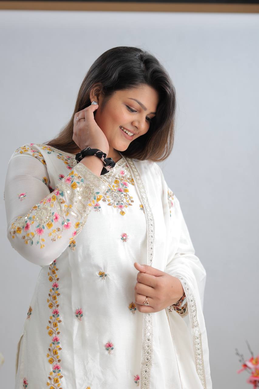 graceful ivory embroidered suit set – wedding & festive collection