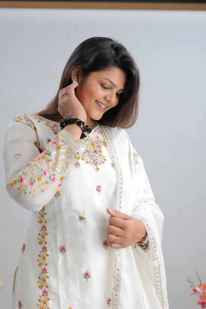 Graceful Ivory Embroidered Suit Set – Wedding & Festive Collection