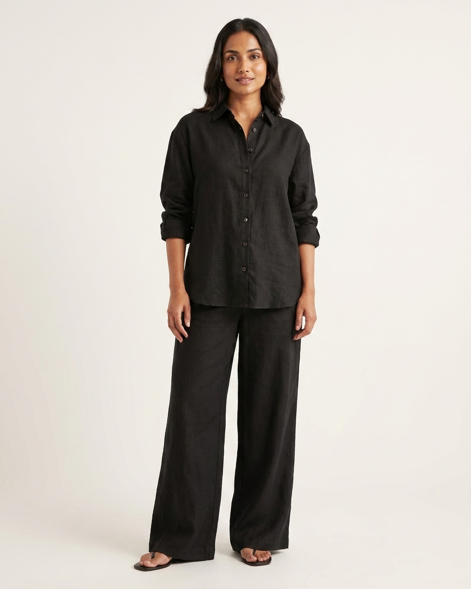 sara ali khan solid black co-ord set