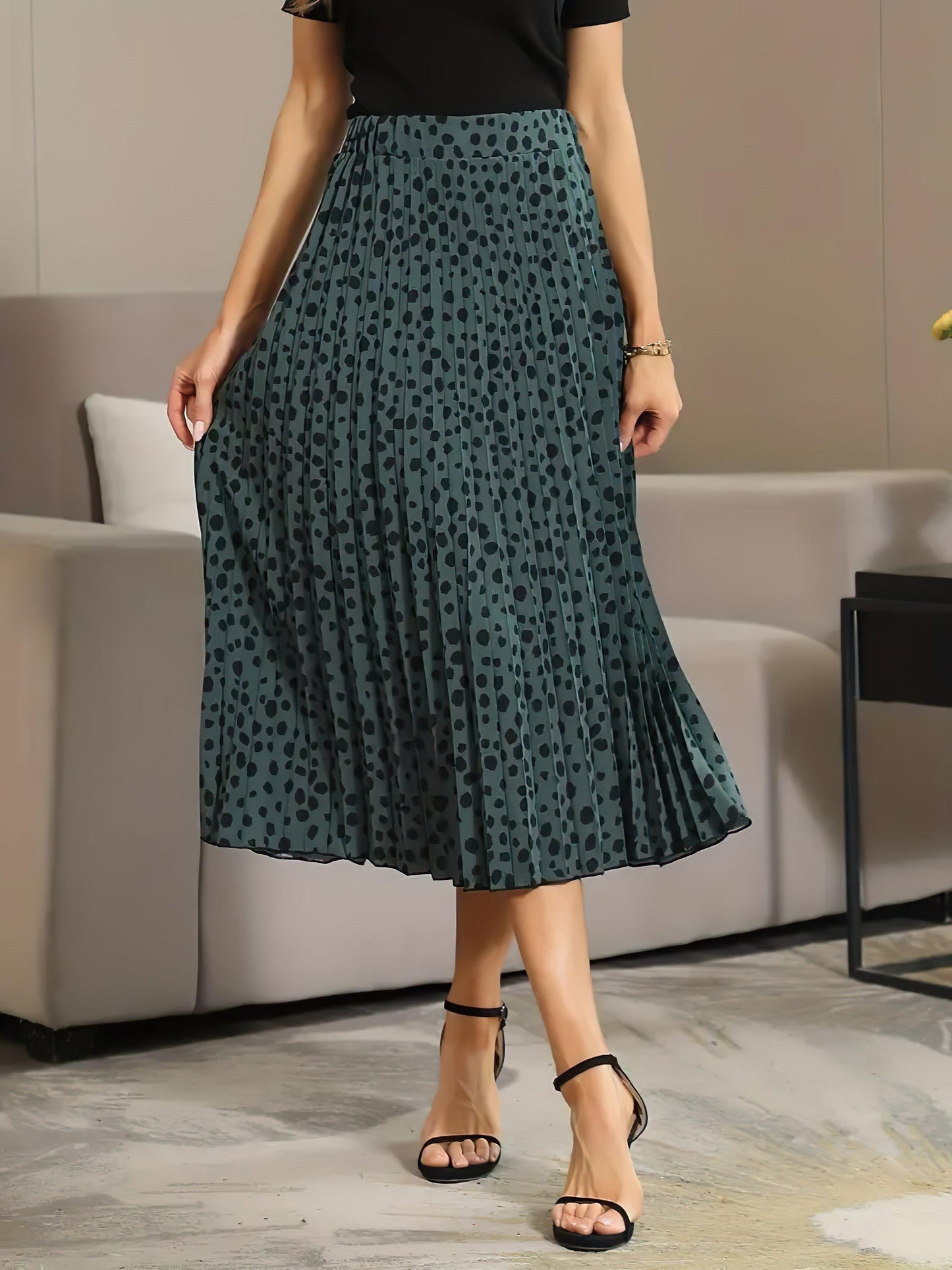 dark green cheetah emerald elegance skirt