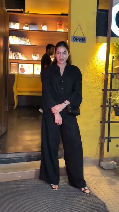 Sara Ali Khan Solid Black Co-Ord Set