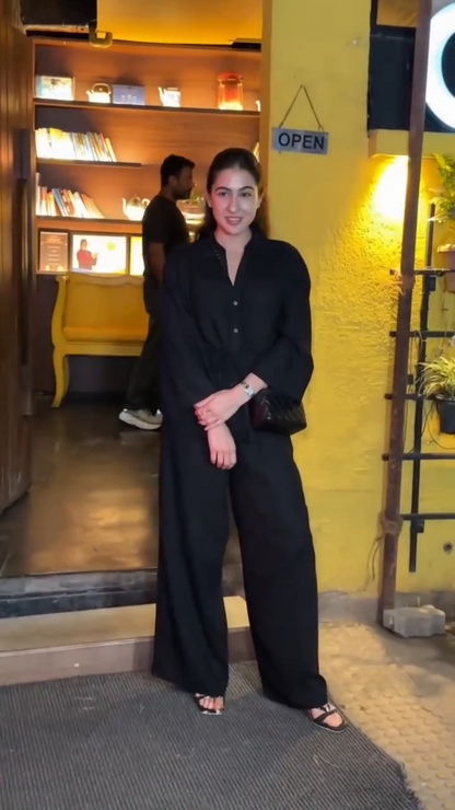 Sara Ali Khan Solid Black Co-Ord Set