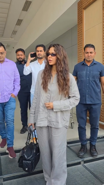 Sonam Bajwa Solid Grey Co-ord Set