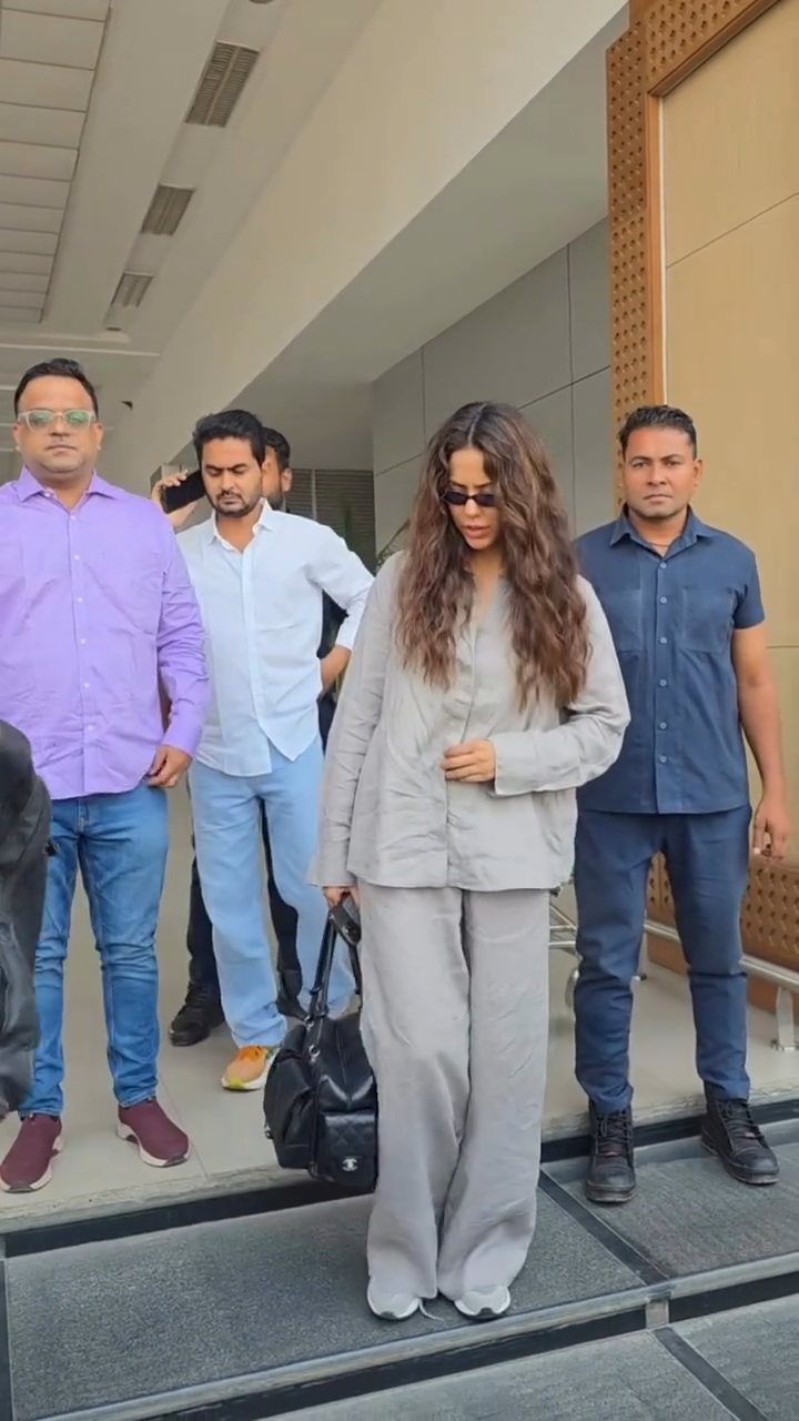 sonam bajwa solid grey co-ord set