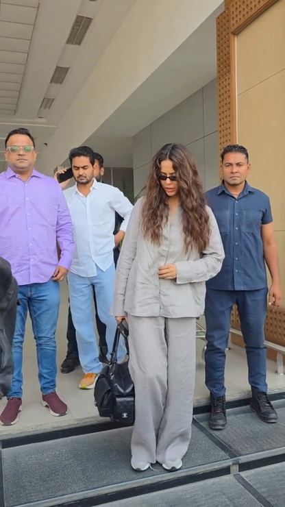 Sonam Bajwa Solid Grey Co-ord Set