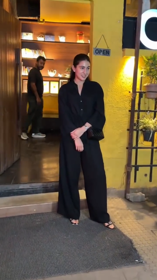 Sara Ali Khan Solid Black Co-Ord Set