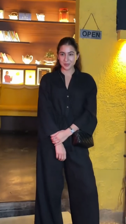 Sara Ali Khan Solid Black Co-Ord Set