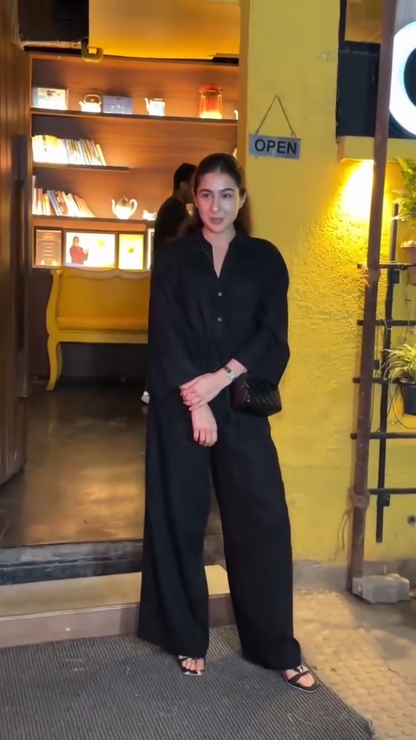 Sara Ali Khan Solid Black Co-Ord Set