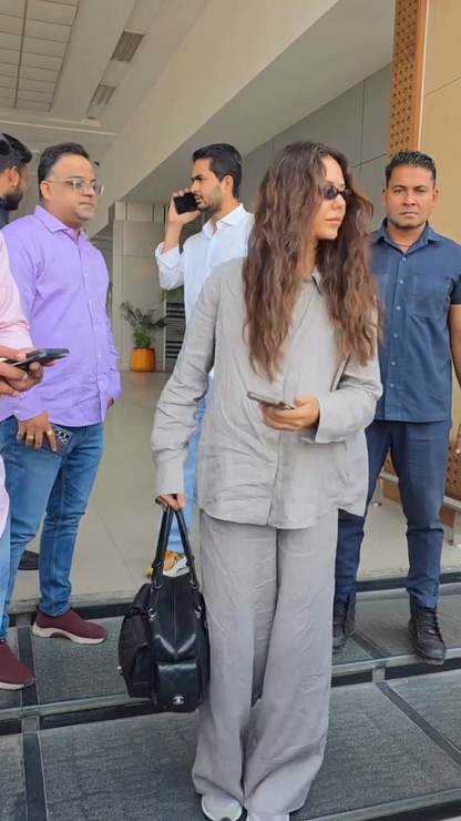 Sonam Bajwa Solid Grey Co-ord Set