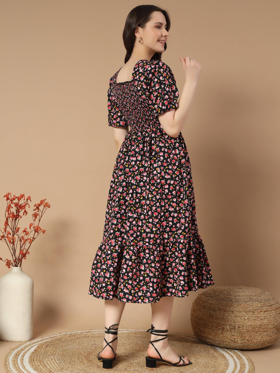Black Dress with Sweet Pink Flower Print, photo 6