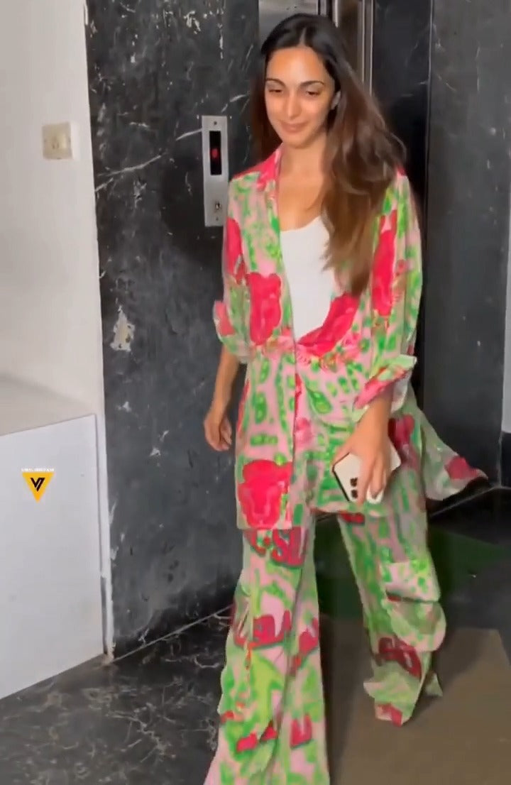 kiara advani's pink leopard co-ord set