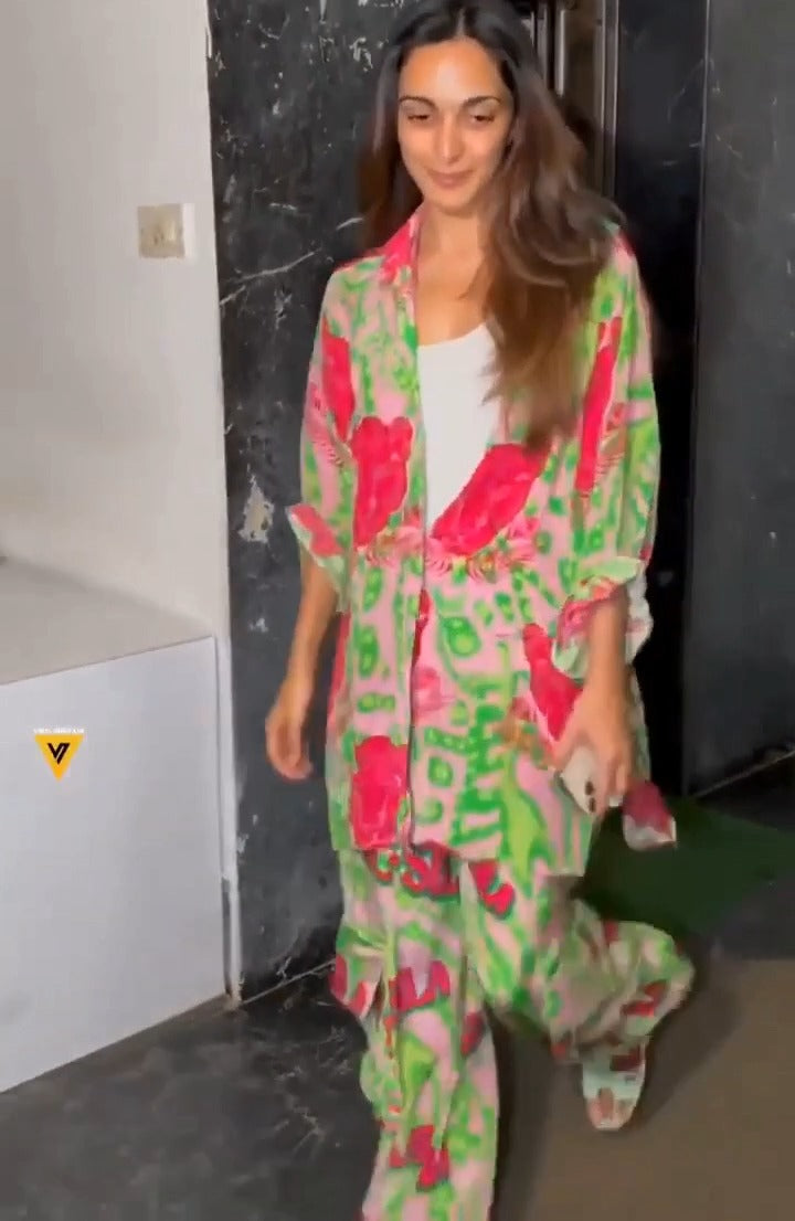 kiara advani's pink leopard co-ord set