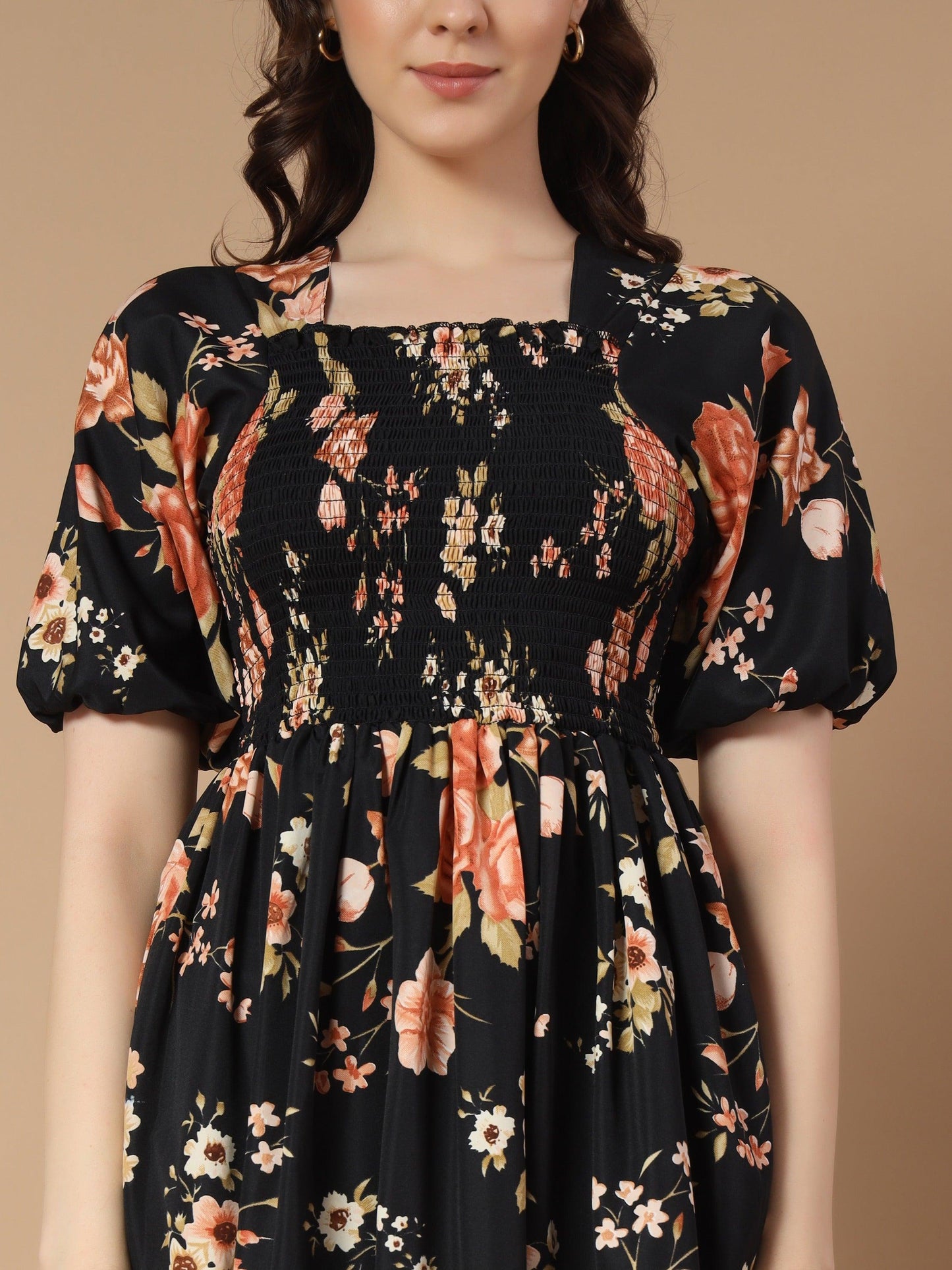 black and red floral dress